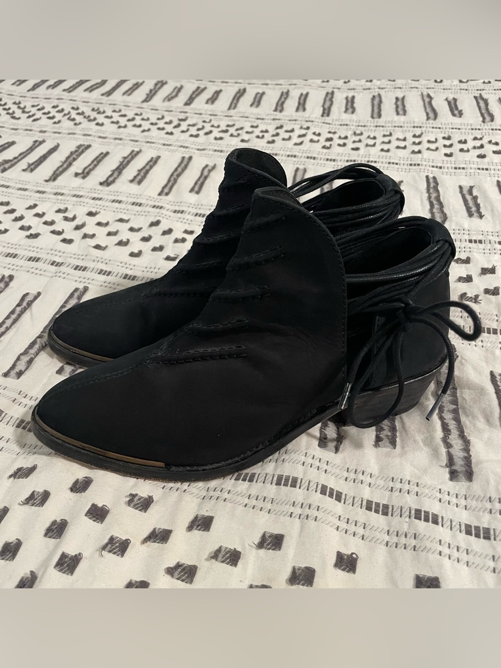 Free People x Jeffrey Campbell "Hunt the Plains" Black Leather Ankle Booties
